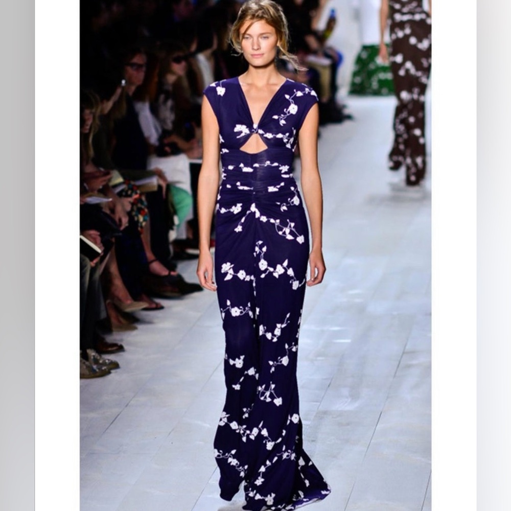 Michael Kors 2014 runway navy maxi dress